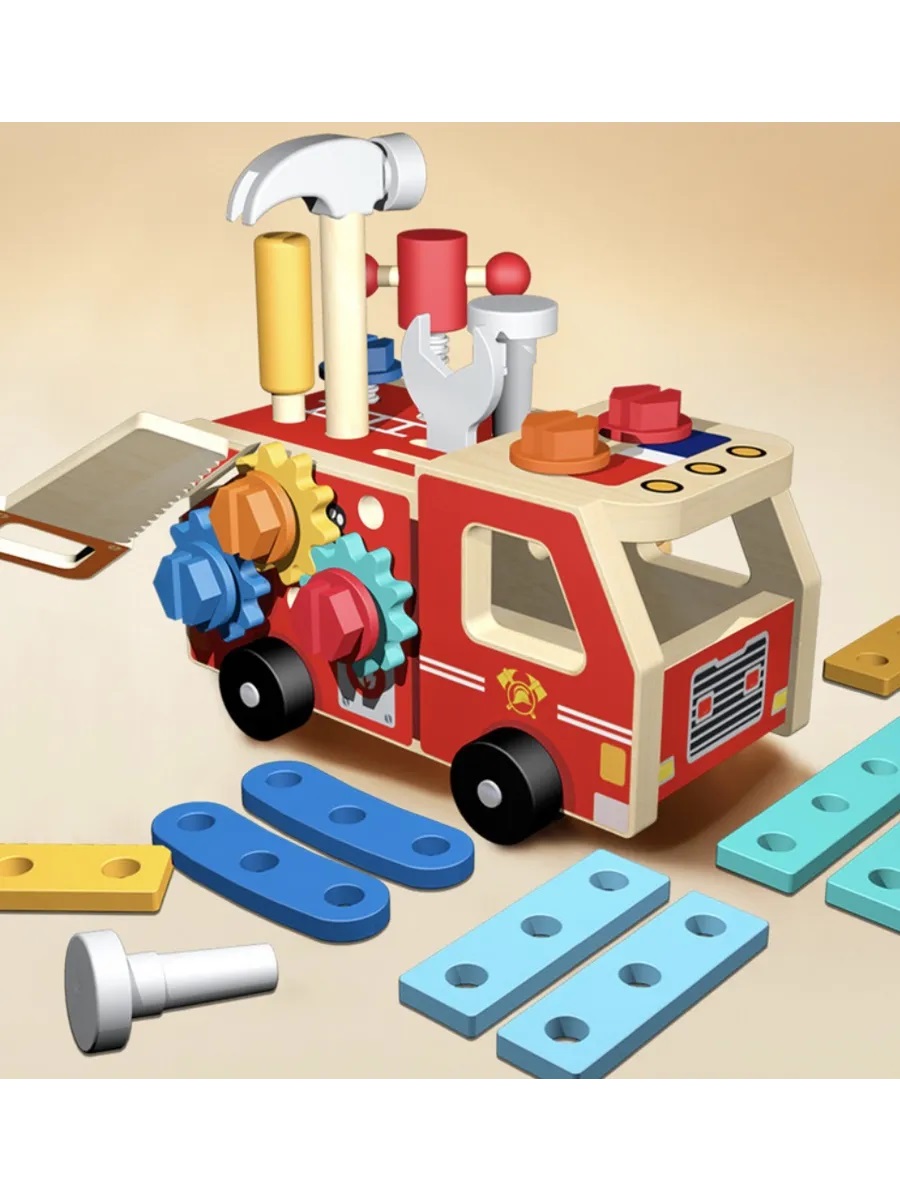 Конструктор CASTLELADY машинка с инструментами деревянный 31 дет. - фото 9