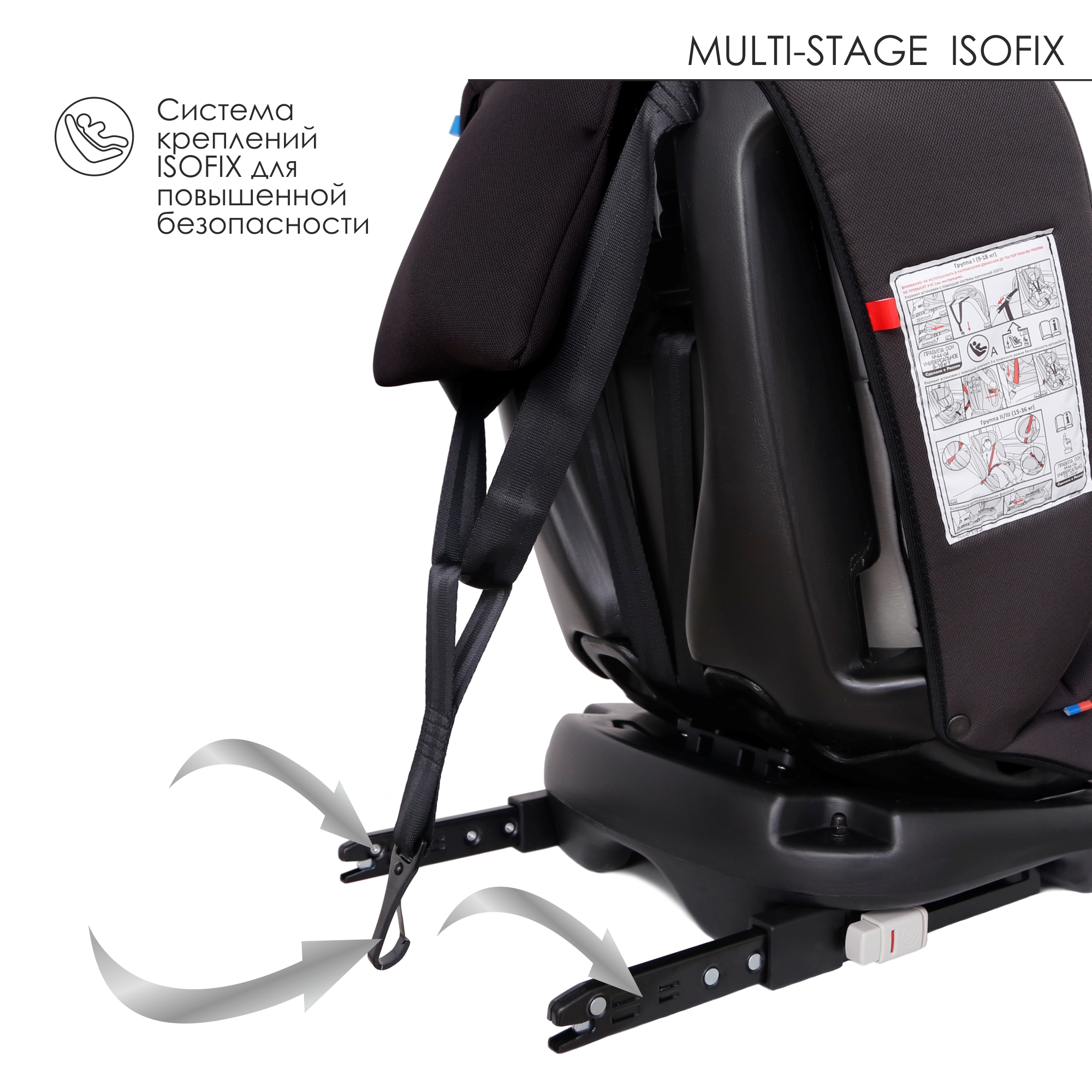 Автокресло Babyton Multi-Stage Black-Grey Isofix 0+/1/2/3 (0-36 кг) - фото 12