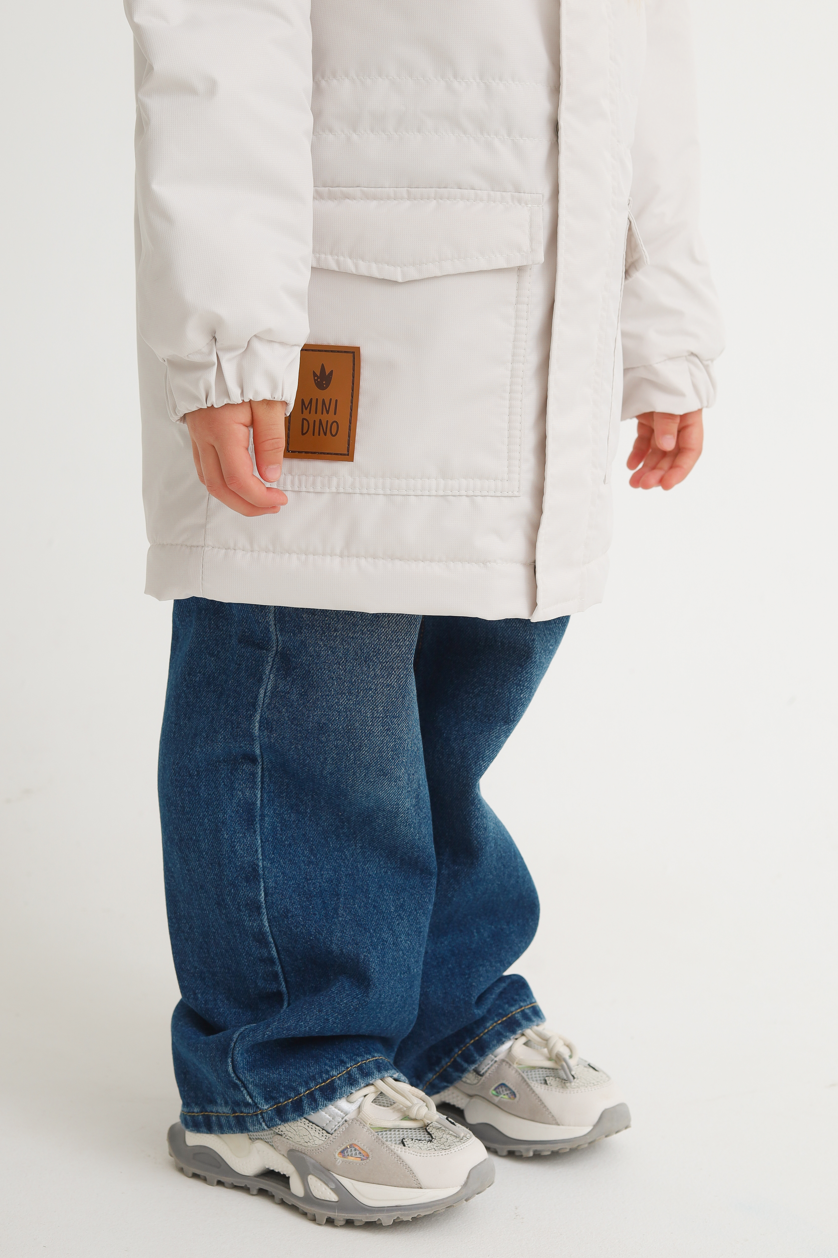 Парка MINIDINO В-К-001/ДПарка с 3 карманами детская демисезонная тофу - фото 7