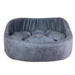 Лежанка для животных Homepet Leather Микровелюр диванчик 43*38*15см Пыльно-голубой