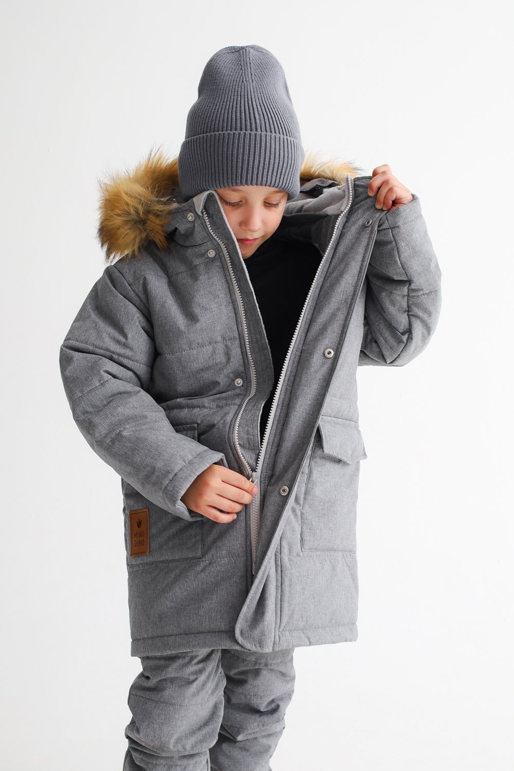 Куртка MINIDINO MDW1-JW003/0Куртка зимняя School акула - фото 1