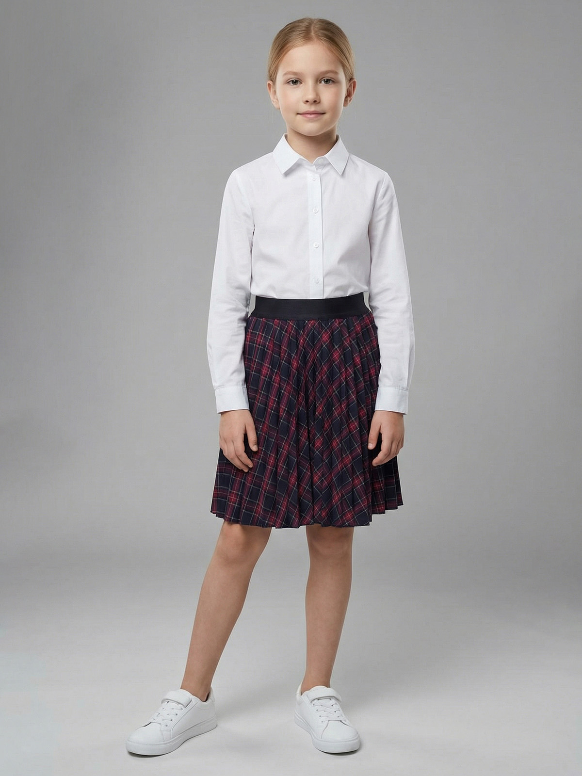 Изображение товара Юбка Sky Lake 128 в клетку для девочек, расклешенная плиссе