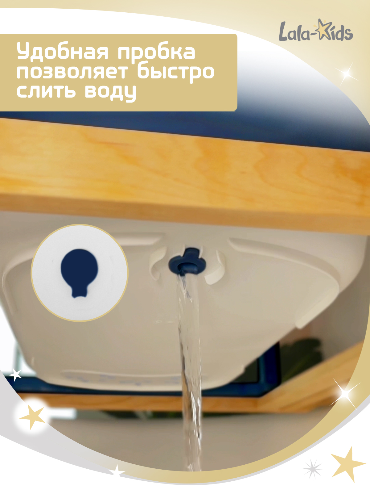 Ванночка LaLa-Kids Небесный с матрасиком, складная синий - фото 12