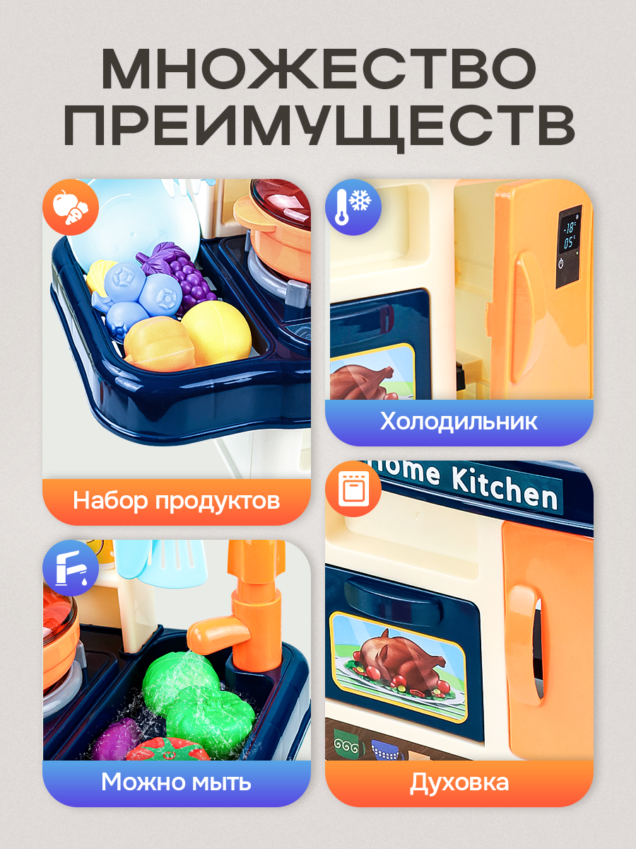 Игрушечная кухня Рыжий кот с аксессуарами: 32 шт. - фото 3