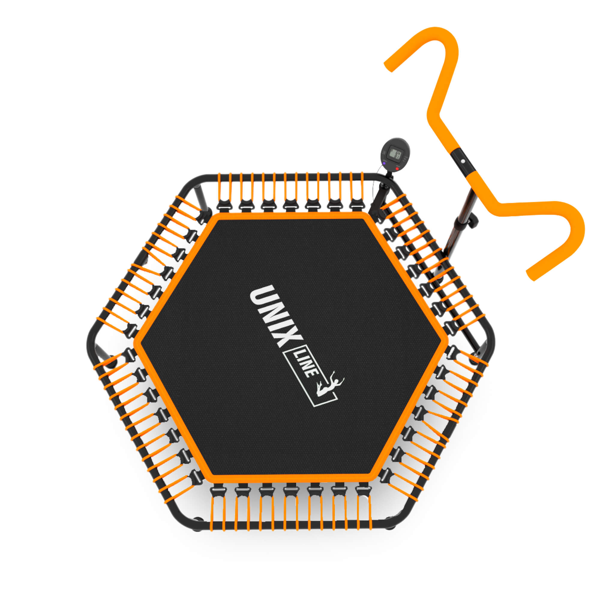 Батут fitness pro orange UNIX line спортивный с ручкой диаметр 125 см до 130 кг счетчик прыжков - фото 20