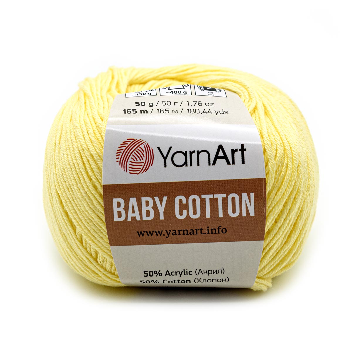 Пряжа для вязания YarnArt Baby Cotton 50гр 165 м хлопок акрил детская 10 мотков 431 пыльно-желтый - фото 4