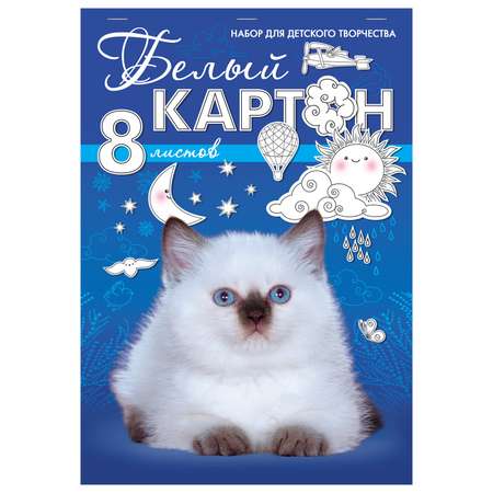 Белый картон Hatber 8 лист.