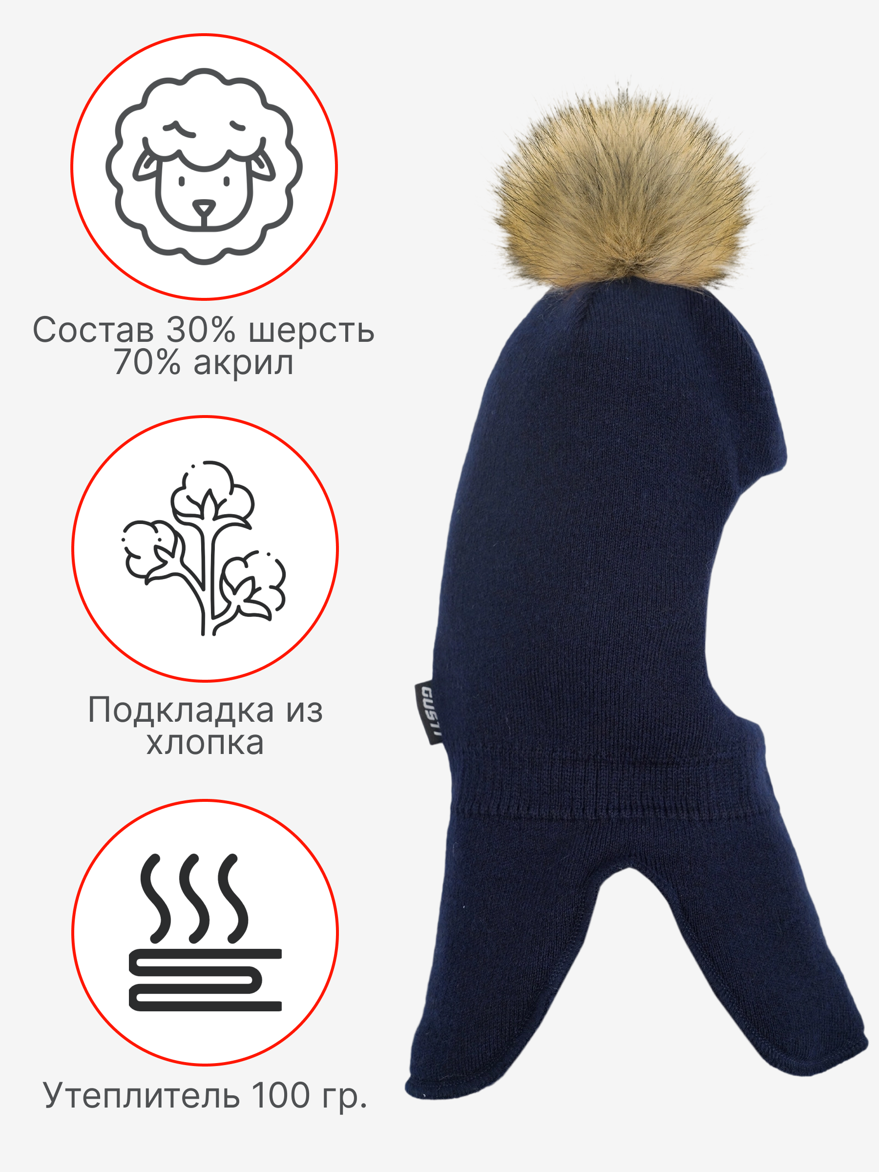 Шапка-шлем GUSTI GW24AC1177B-NAVY - фото 4