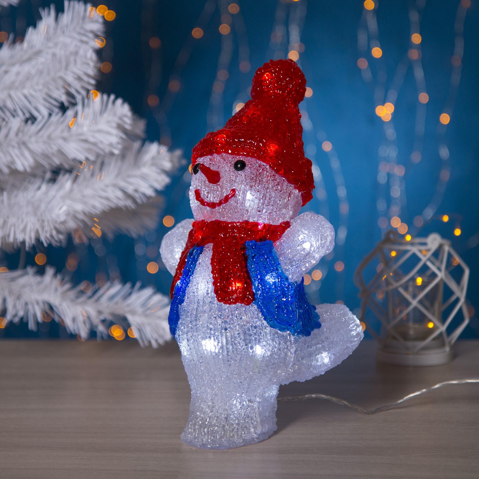 Светодиодная Luazon фигура «Снеговик-фигурист» 20 × 29 × 17 см акрил 24 LED 220 В свечение белое - фото 1