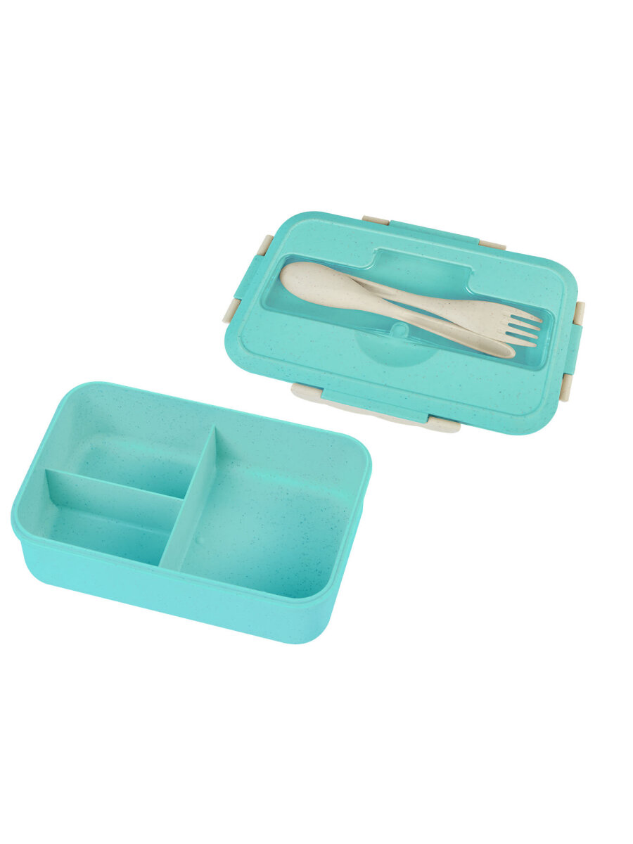 Ланч-бокс Joylux контейнер для еды с 3 отделениями и приборами 1,4 л 8х21х14 см - фото 10