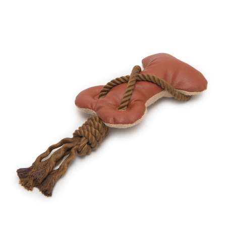 Игрушка для собак Barbaks Кость-тянучка из кожи с канатиком 35*15см