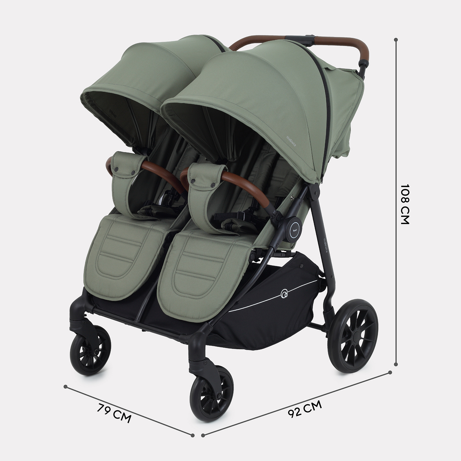 Коляска прогулочная для двойни Rant Twinny, olive зеленый - фото 2