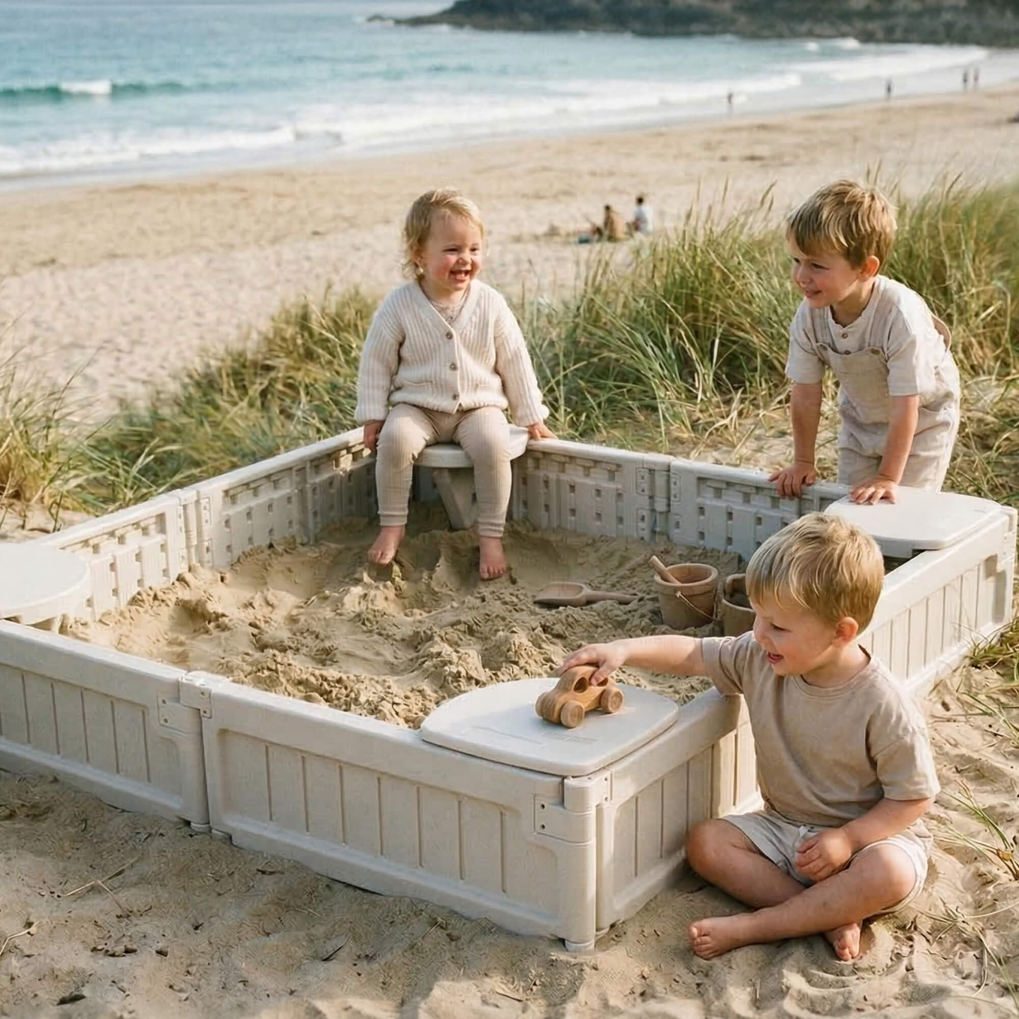Песочница детская UNIX Kids квадратная 123х123 см пластиковая - фото 13