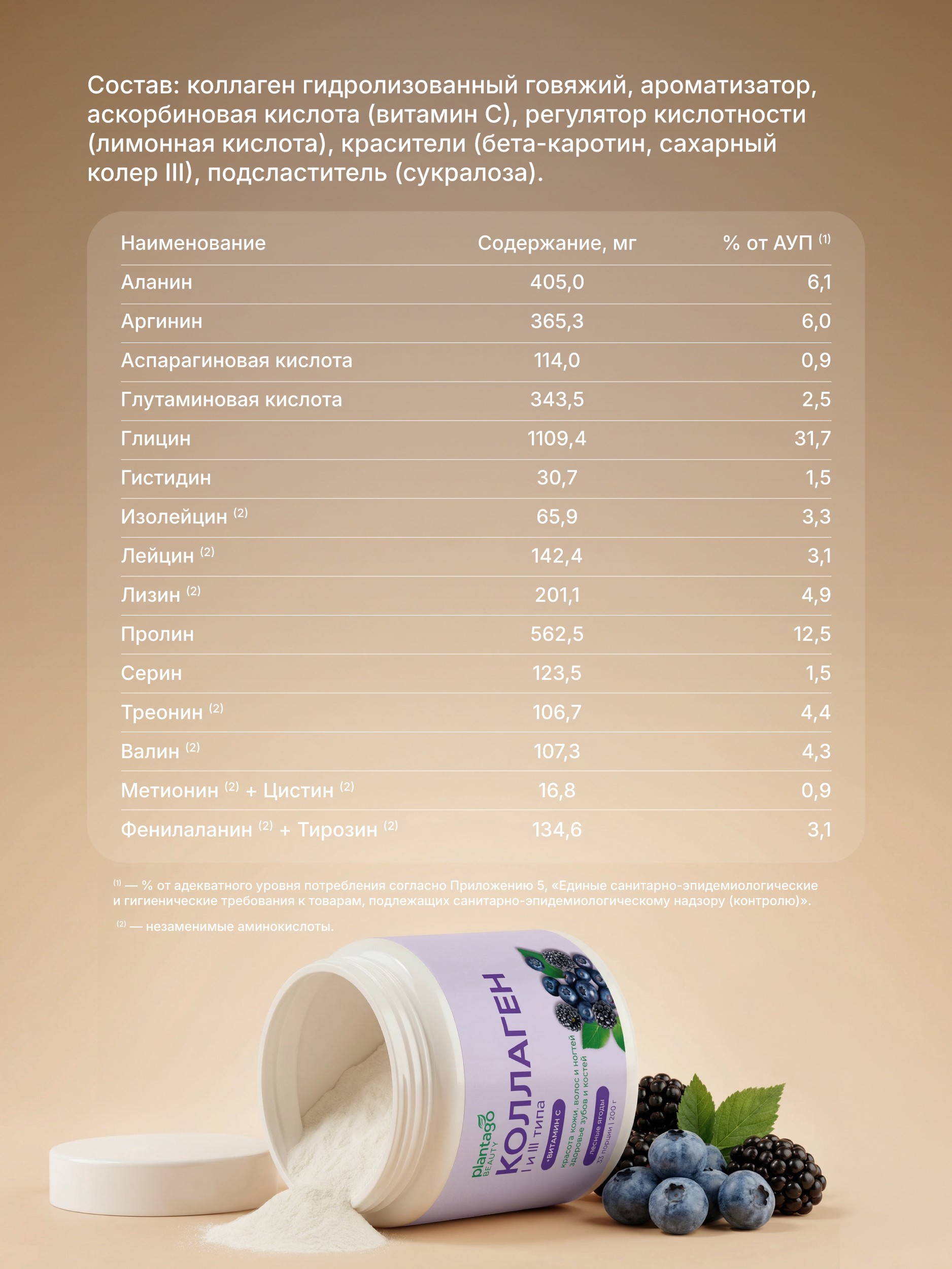 Пептидный коллаген с витамином С Plantago Лесные ягоды - фото 2