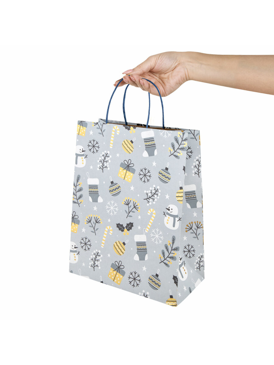 Пакеты новогодние подарочные Золотая сказка набор 4 штуки Kraft Large - фото 11