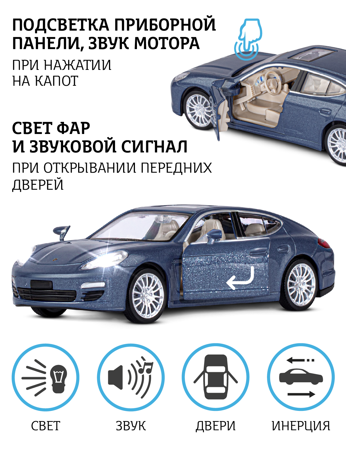 Автомобиль АВТОпанорама Porsche Panamera S 1:32 JB1251136 - фото 2