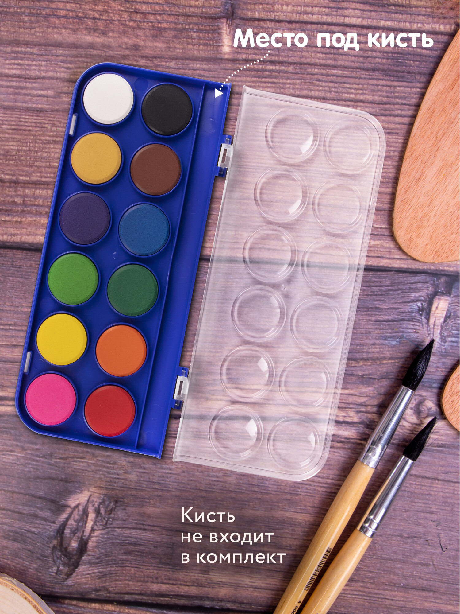 Краски акварель Brauberg 12 цв. - фото 2