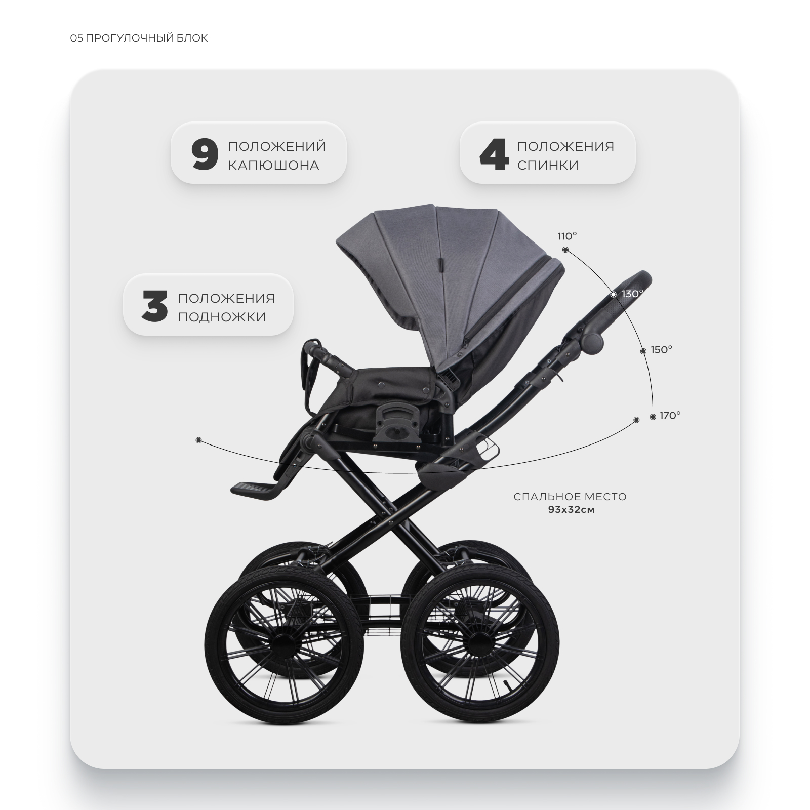 Коляска 2в1 Riko Basic Montana X Prestige серый - фото 5