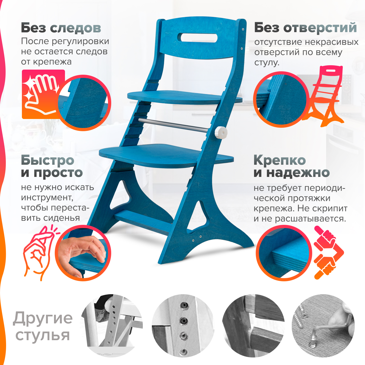 Стульчик для кормления INDSPACE Мультик Сладкое королевство классический - фото 8