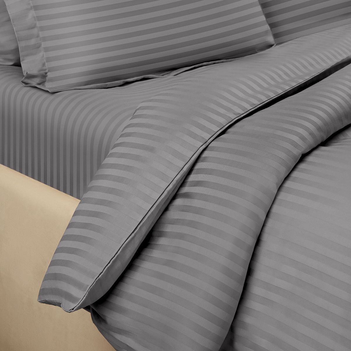 Постельное белье Arya Home Collection семейное VIP страйп сатин 2 пододеяльника - фото 2