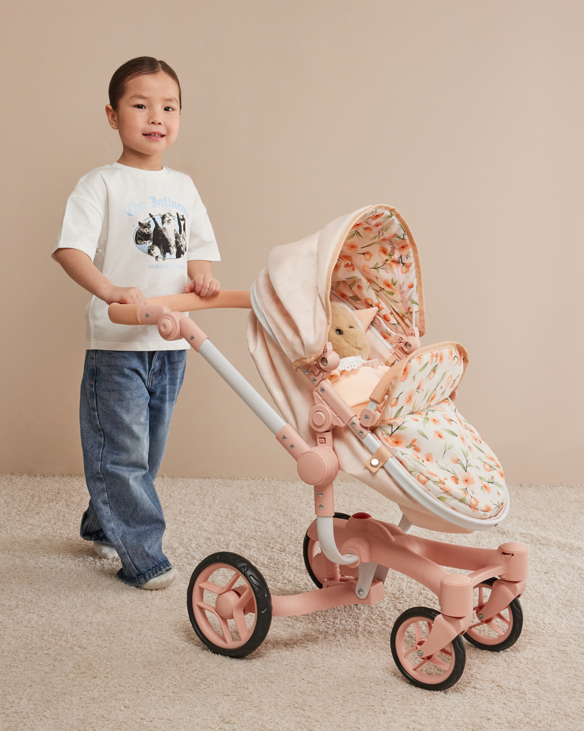 Коляска 2 в 1 для кукол Demi Star 9694 Floral Ride - фото 6