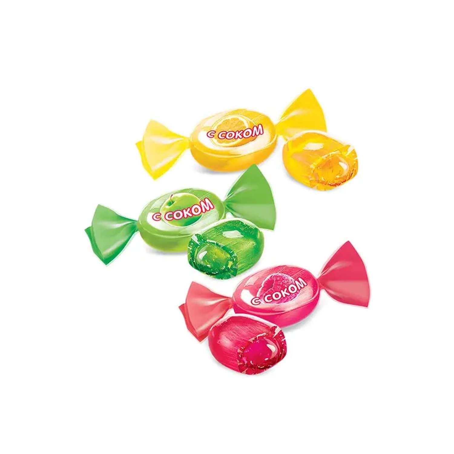 Леденцы карамельные Яшкино с фруктовой начинкой с соком ассорти 1кг - фото 1