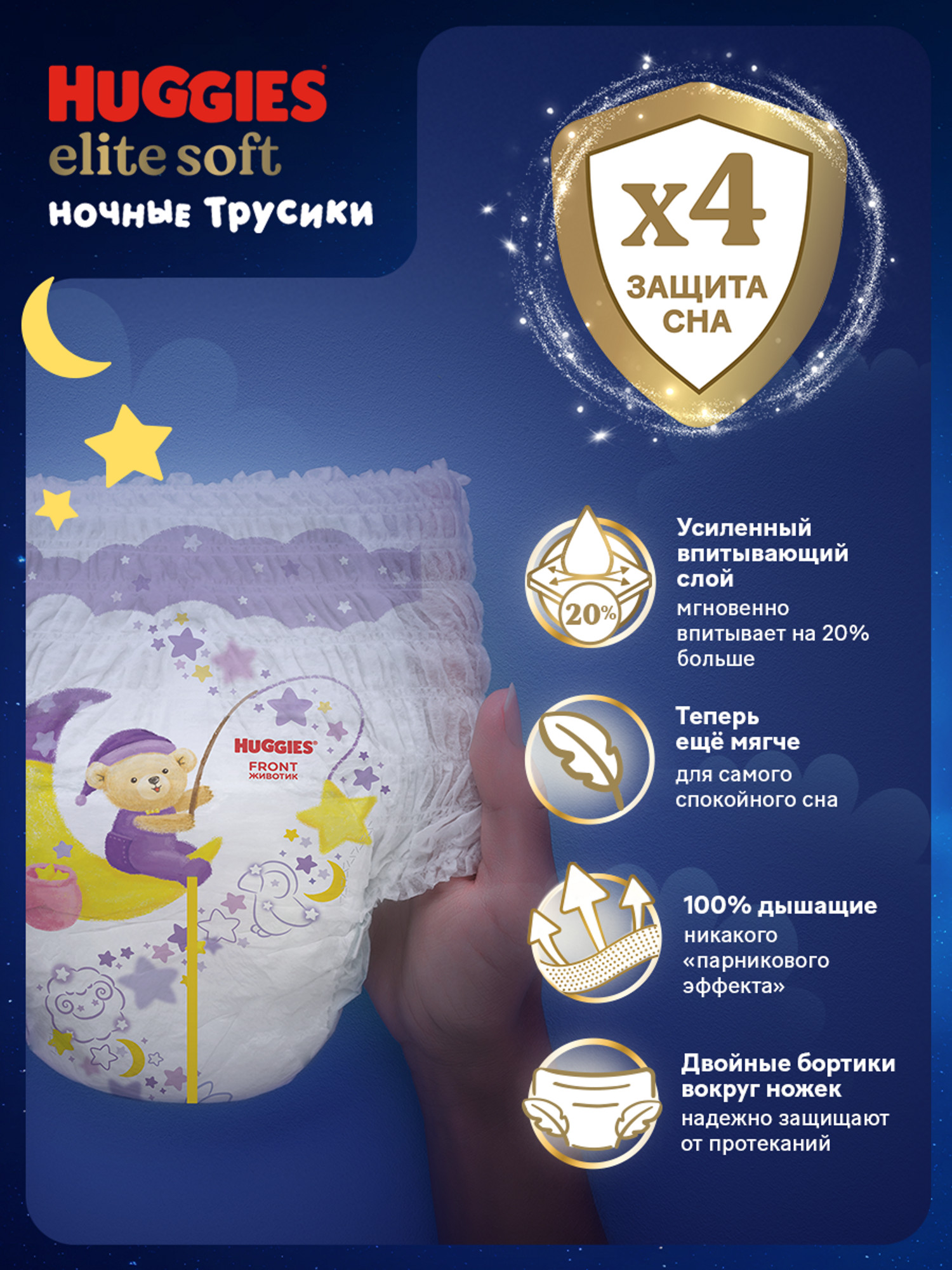 Трусики Huggies Elite Soft ночные 5 (12-17 кг) 17 шт. - фото 4
