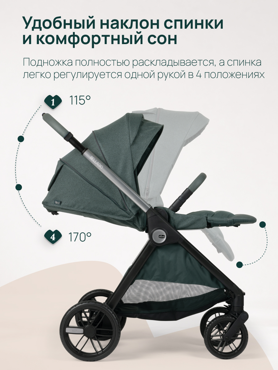 Коляска прогулочная Chicco Bellagio 2 от 0 до 4 лет зеленый - фото 11