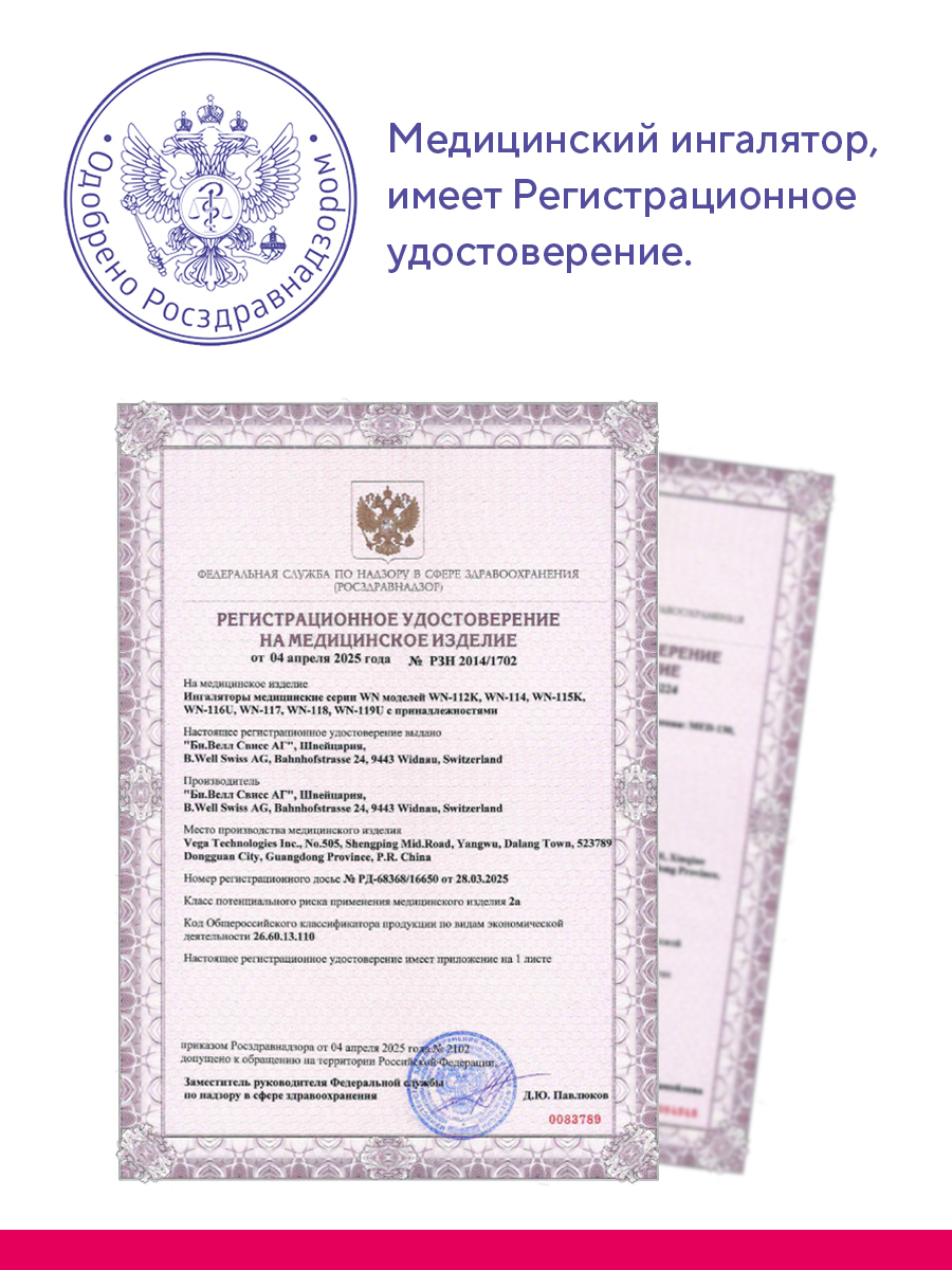 Ингалятор B.Well компрессорный WN-117 - фото 12