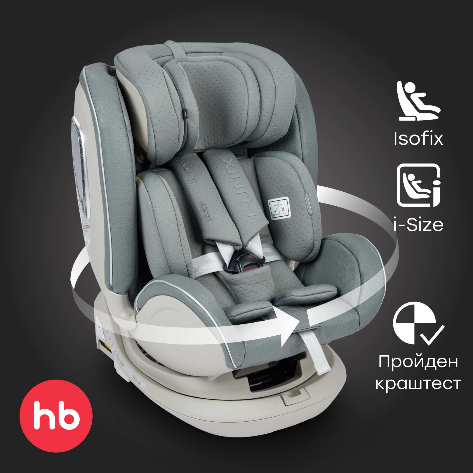 Автокресло Happy Baby I-Unix Isofix 0+/1/2/3 (0-36 кг) зеленый - фото 1
