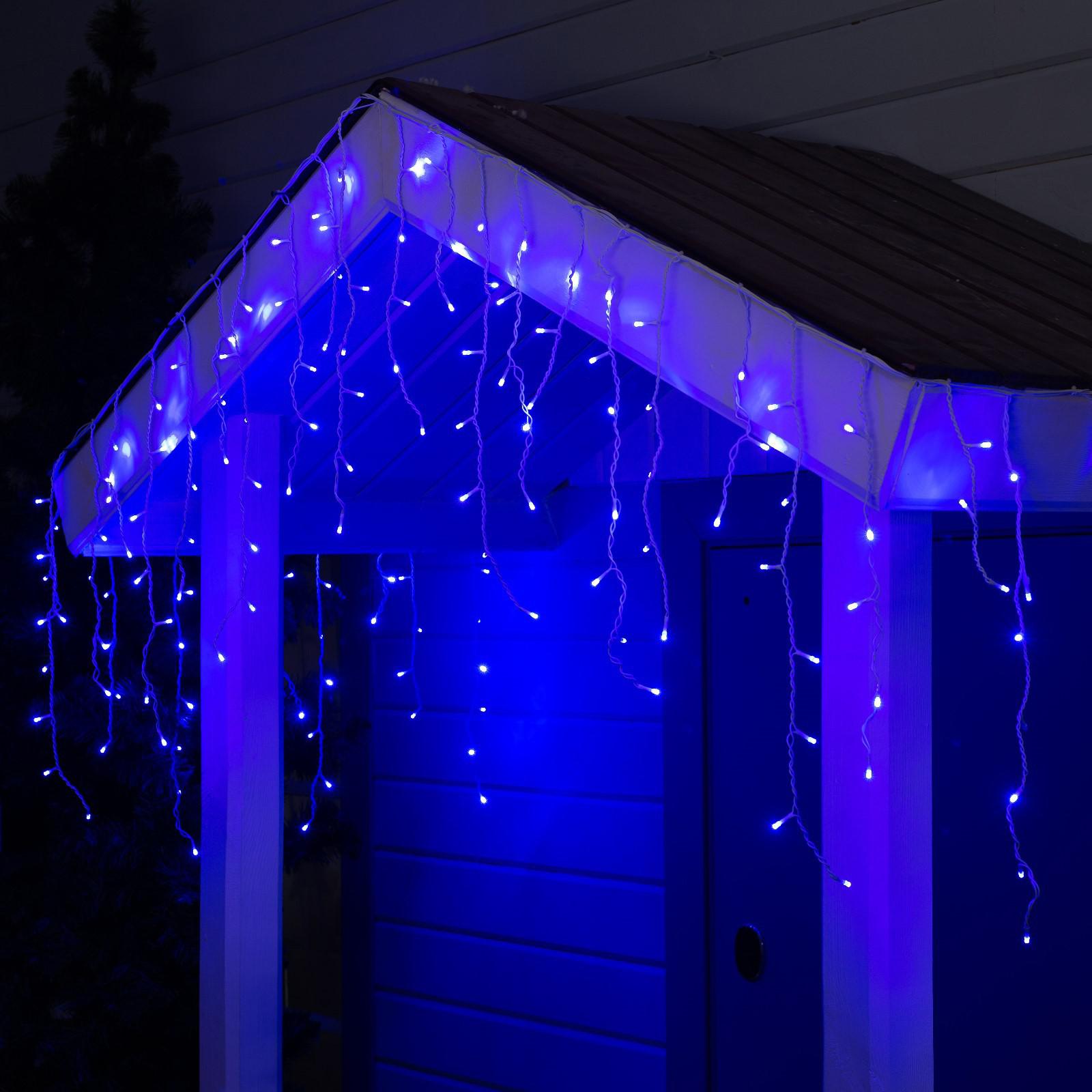 Гирлянда Luazon «Бахрома» IP44 Умс белая нить 160 Led свечение синее 220 В - фото 1