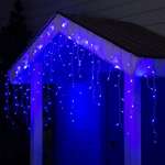 Гирлянда Luazon «Бахрома» IP44 Умс белая нить 160 Led свечение синее 220 В