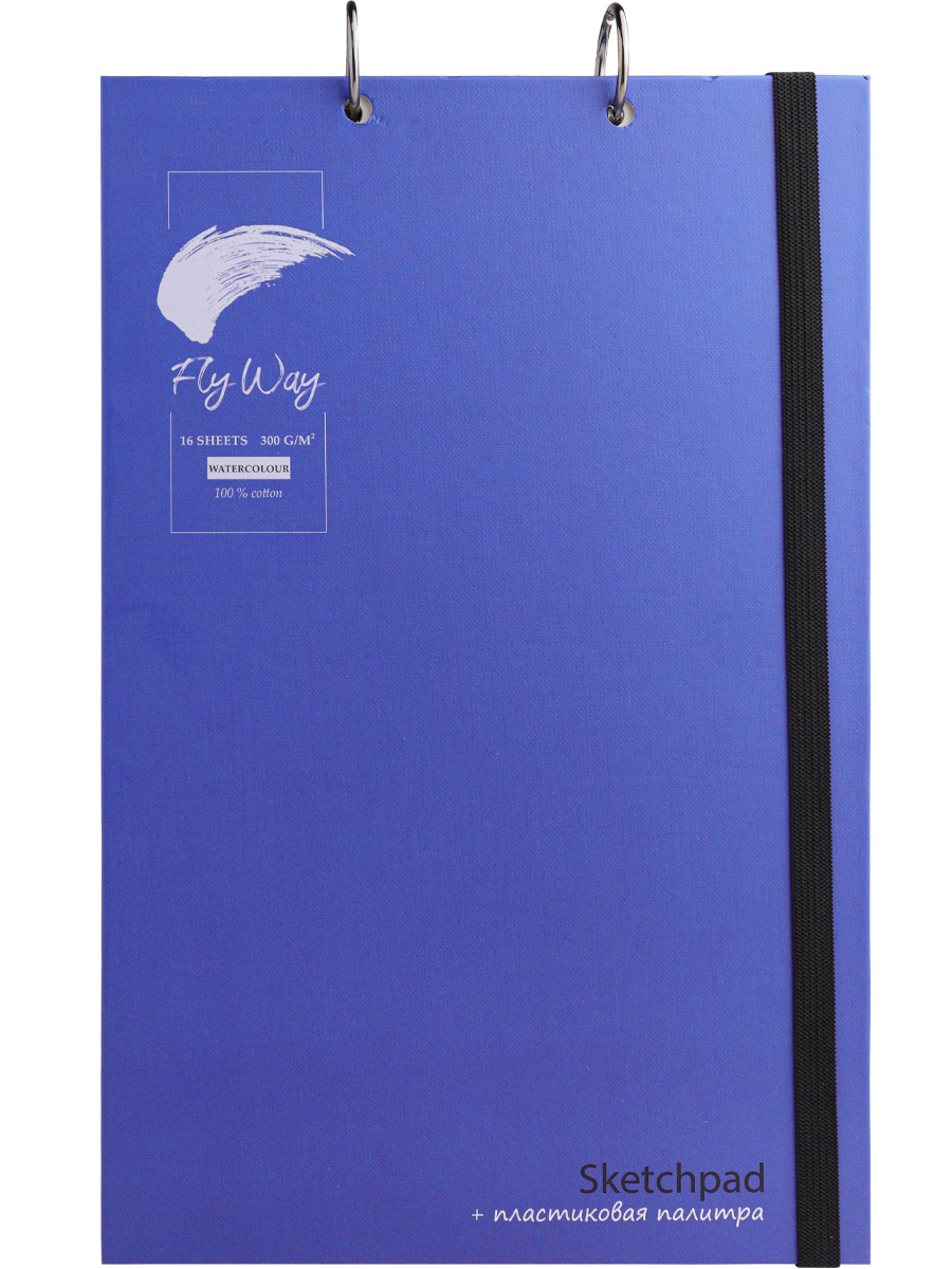 Скетчбук акварельный ТМ FlyWay Классика синий 16 л 190х295 мм 200г/м2 100% хлопок - фото 10
