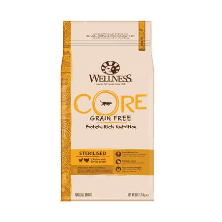 Корм для кошек Wellness CORE 1.75кг индейка-курица для стерилизованных и кастрированных