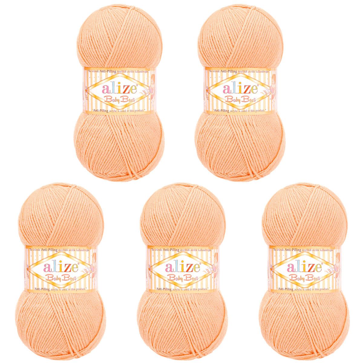 Пряжа для вязания Alize baby best бамбук акрил с эффектом антипиллинг 100 г 240 м 382 пудра 5 мотков - фото 6