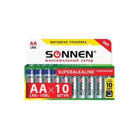 Батарейки алкалиновые Sonnen АА щелочные пальчиковые LR06 15А
