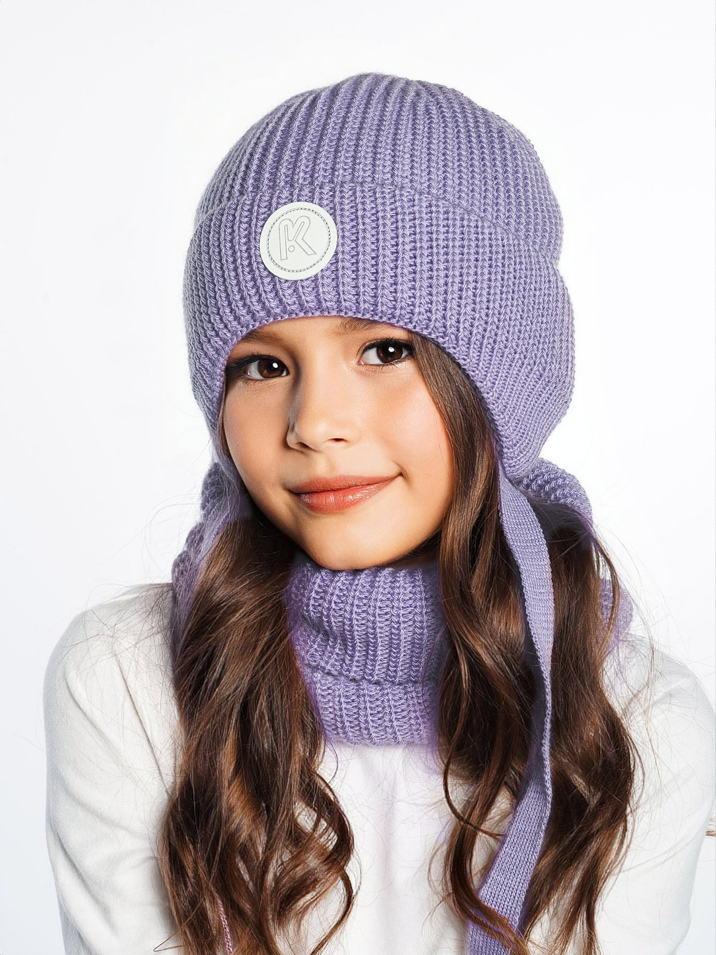 Шапка и снуд ПриКиндер U-W_221229 Цвет: Сиреневый - фото 1