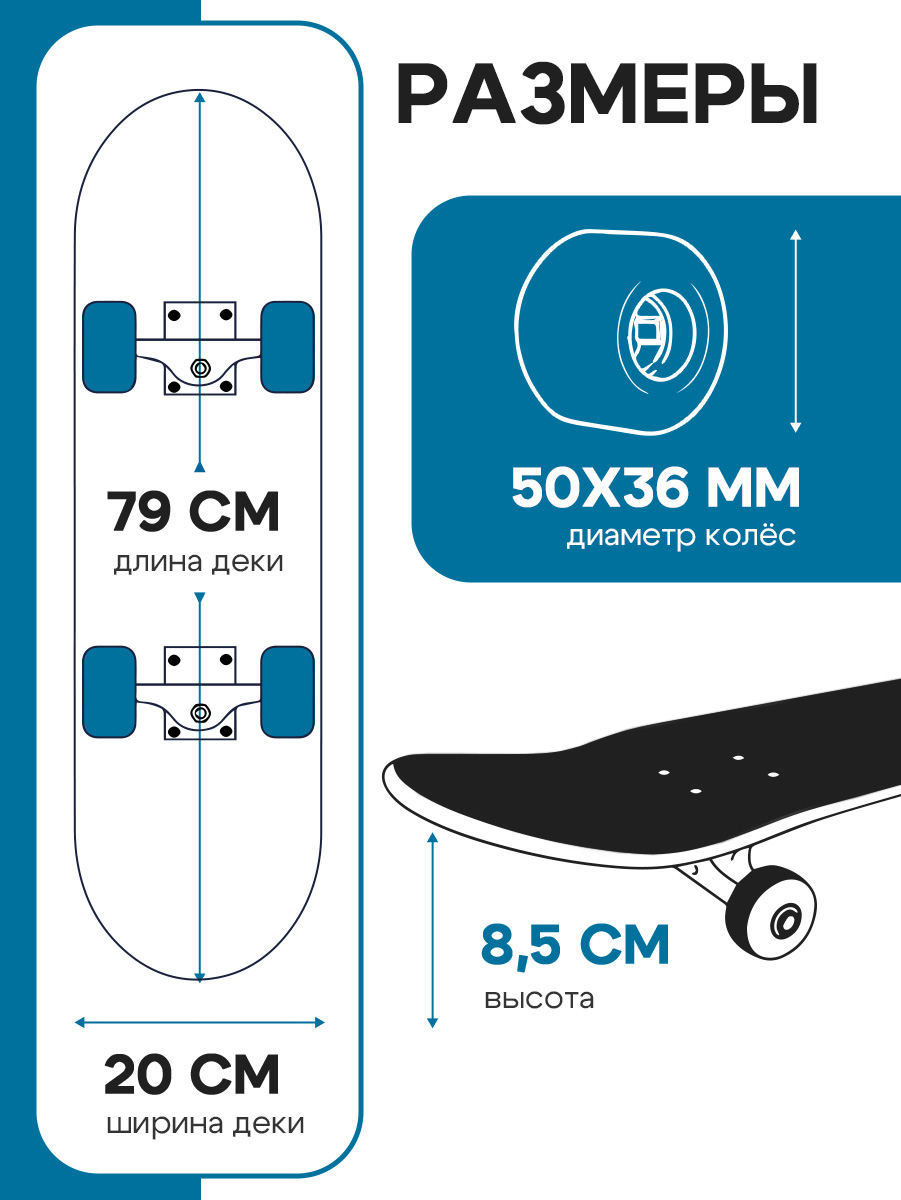 Скейтборд U-TURN 79 см - фото 3