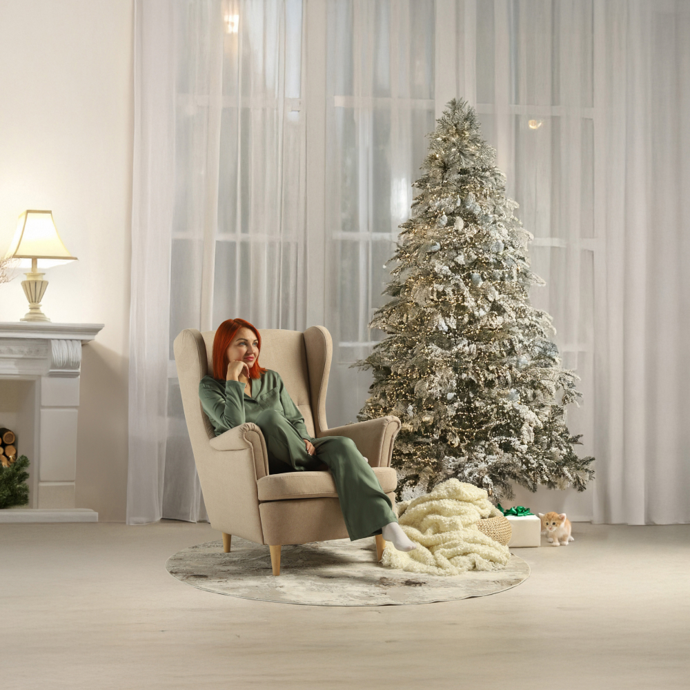 Мягкое кресло IKEA Странтмон 80х98х101 см бежевый велюр - фото 11