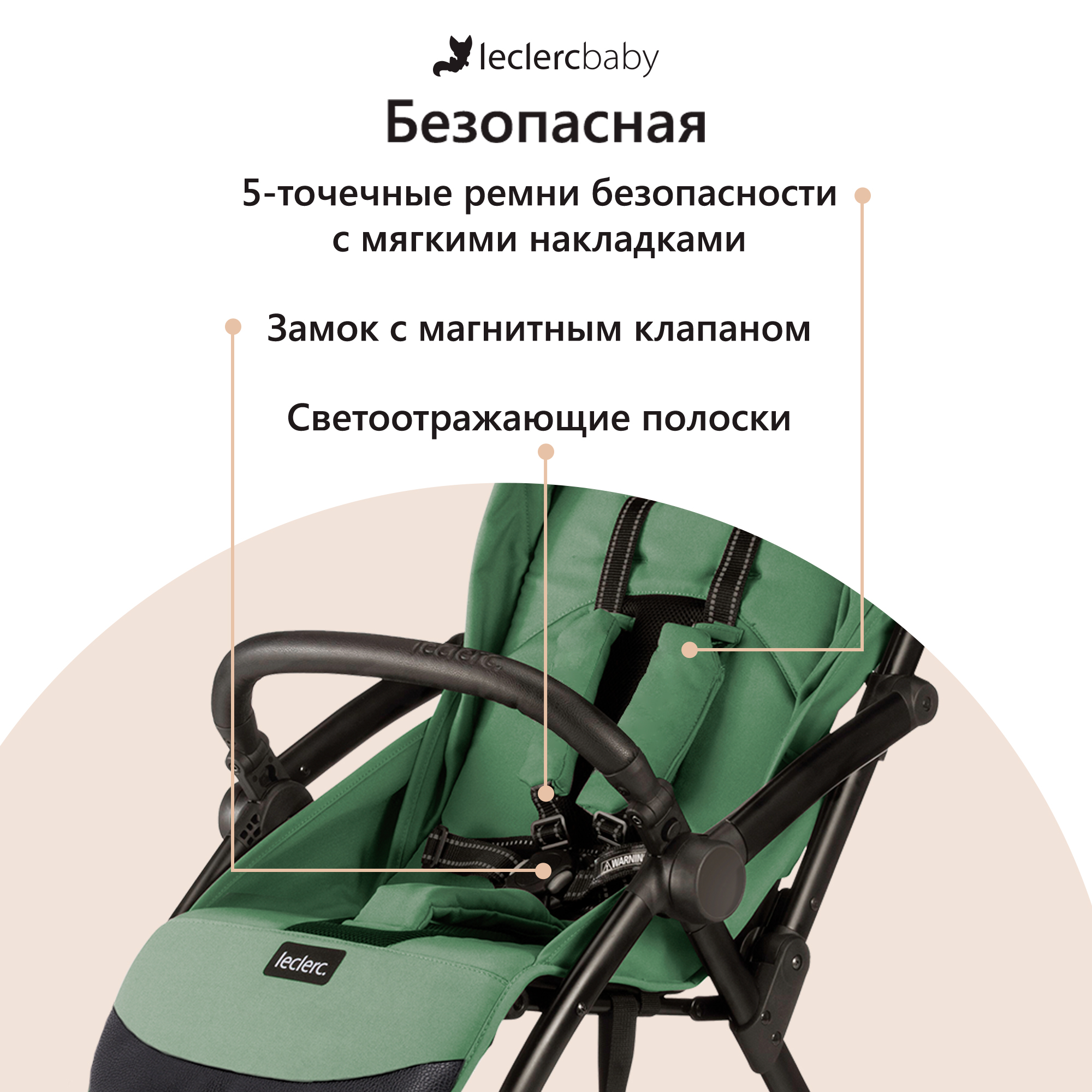 Коляска прогулочная Leclerc Magic fold plus Green - фото 8