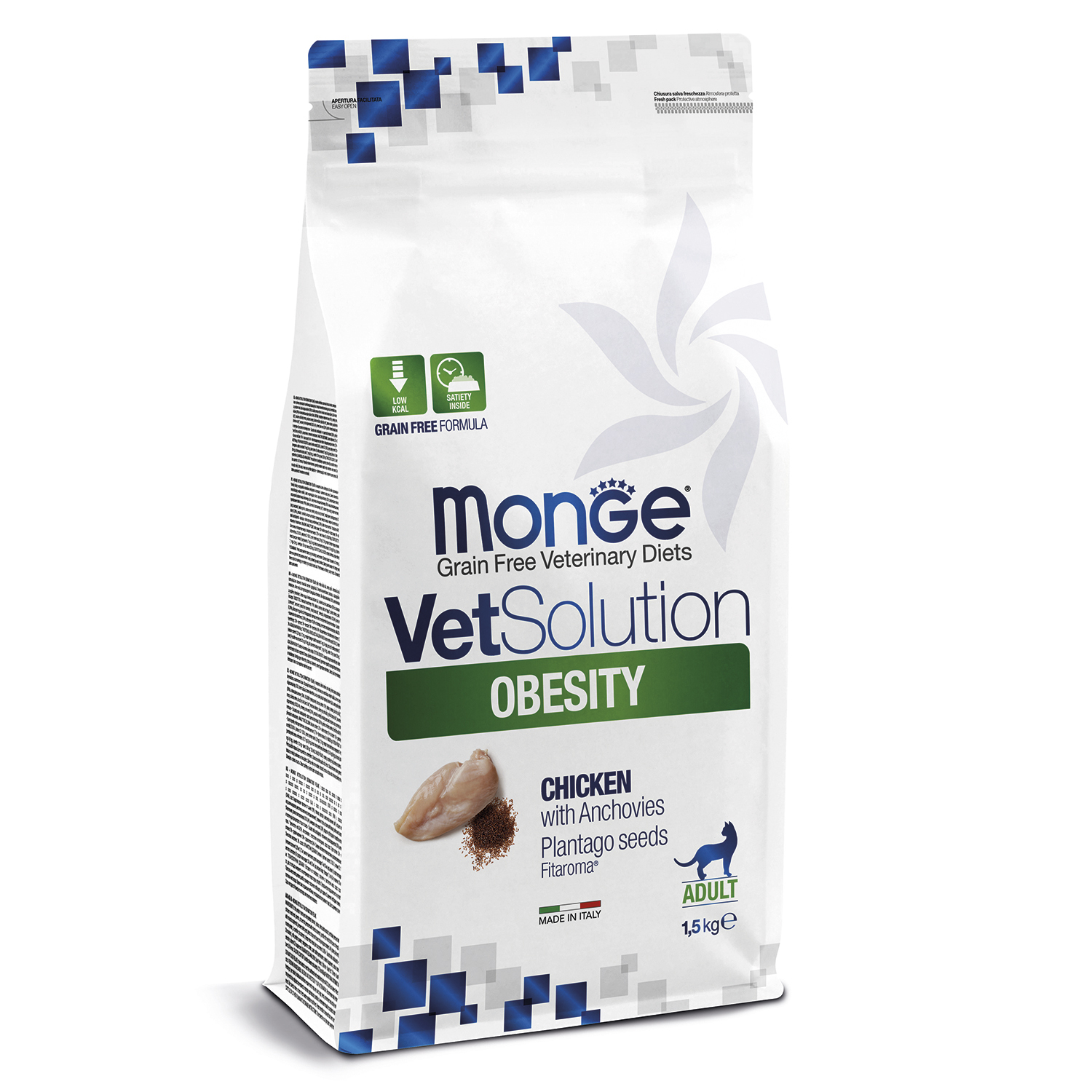 Корм для кошек диетический MONGE VetSolution Cat Obesity Обесити при избыточном весе 1.5кг - фото 1