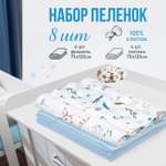 Набор пеленок Чудо-чадо «В роддом» ситец ассорти/фланель голубой по 4 шт