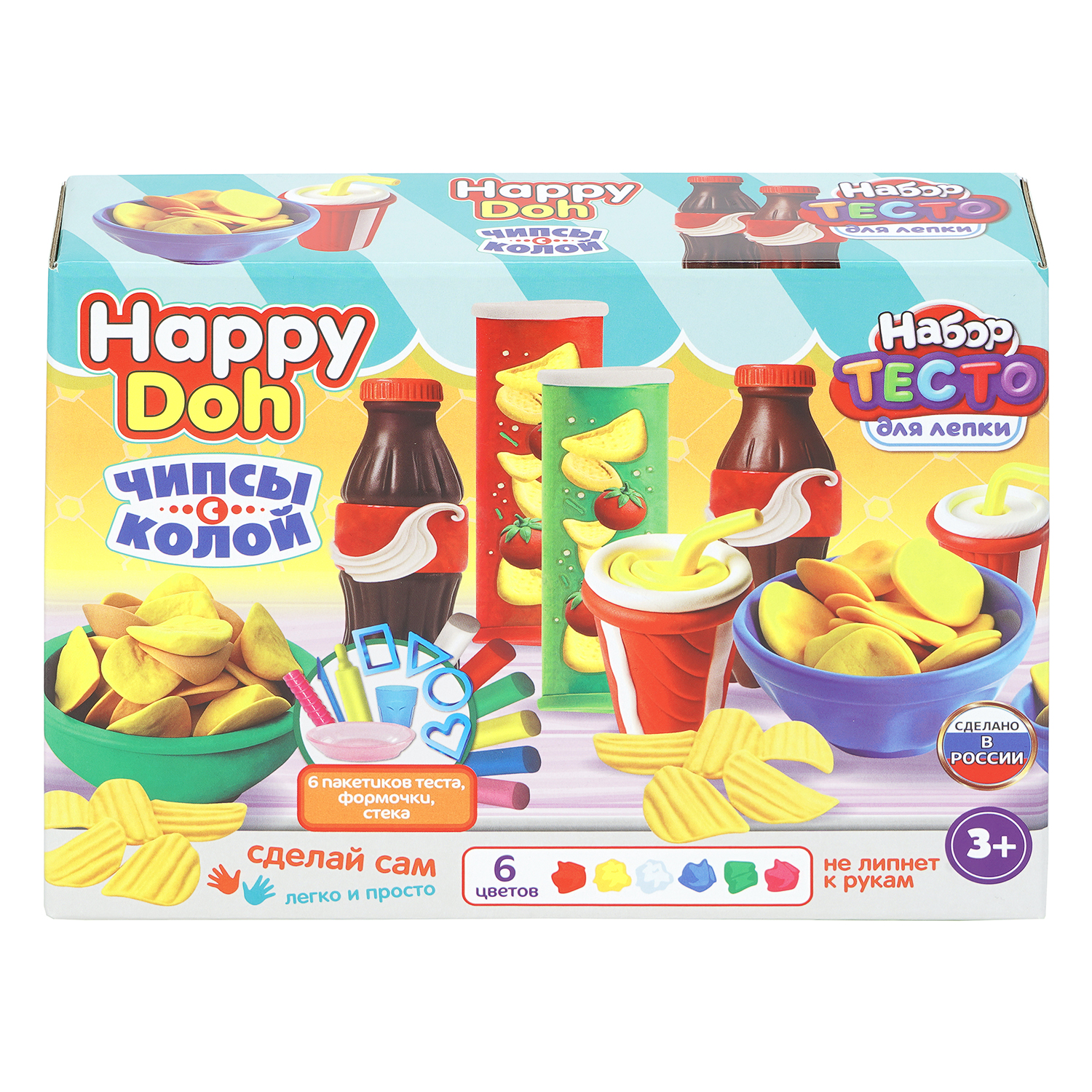 Масса для лепки Multiart Чипсы и кола 6 цв. - фото 1