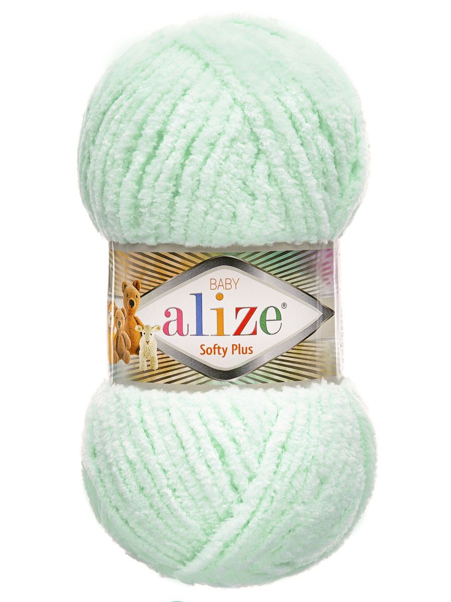 Пряжа для вязания Alize softy plus 100 г 120 м микрополиэстер мягкая плюшевая 15 водяная зелень 5 мотков - фото 4