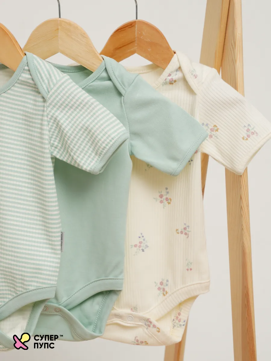 Боди 3 шт Супер Пупс нбр/3пр/бд/коррук/полоска/цветы - фото 13
