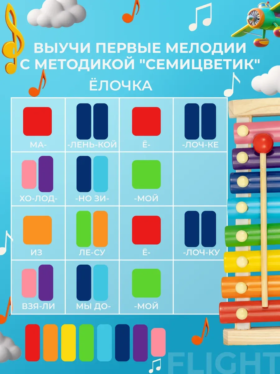 Игрушка музыкальная BEE деревянный металлофон - фото 5