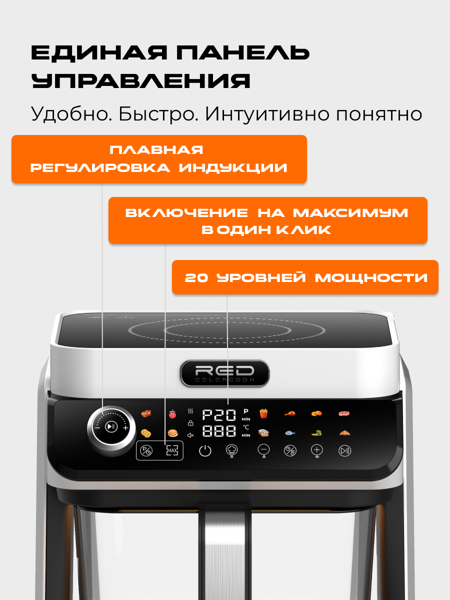 Индукционная плита и Аэрогриль. RED Colorcook MC550W - фото 5