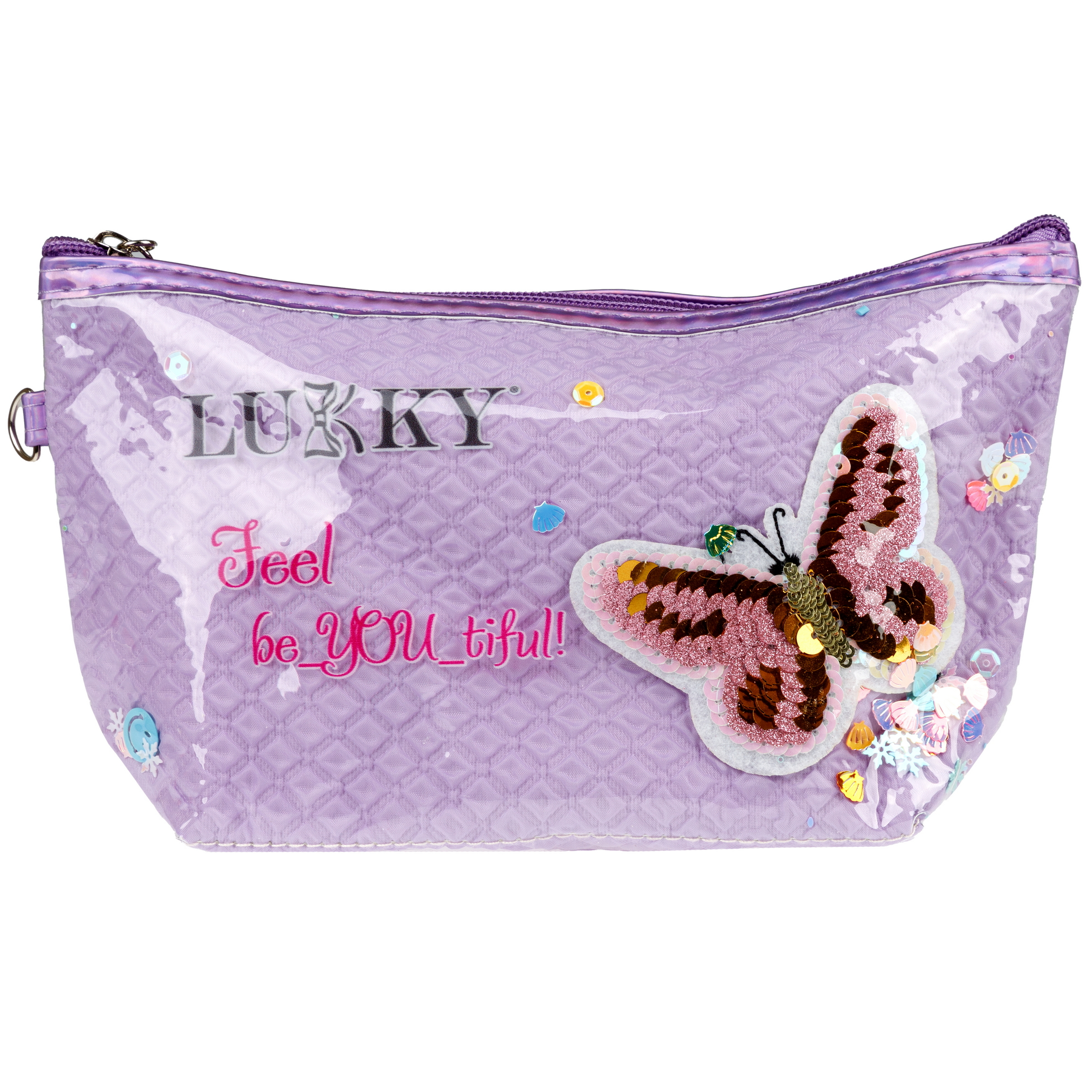 Косметичка LUKKY Love Butterfly с вышивкой и подвижными блёстками 22х 14х 6 см - фото 11