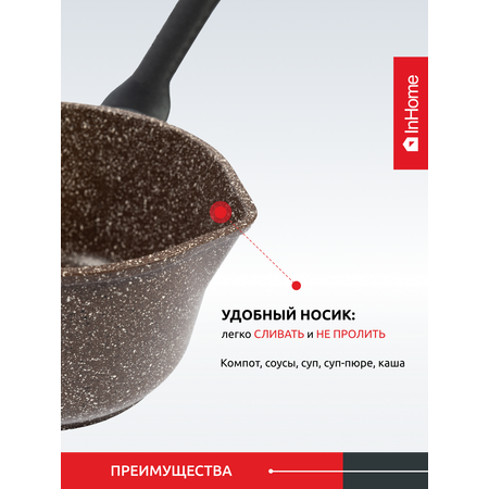 Ковш InHome кухонный антипригарное покрытие с крышкой IN09 1.5/BR0