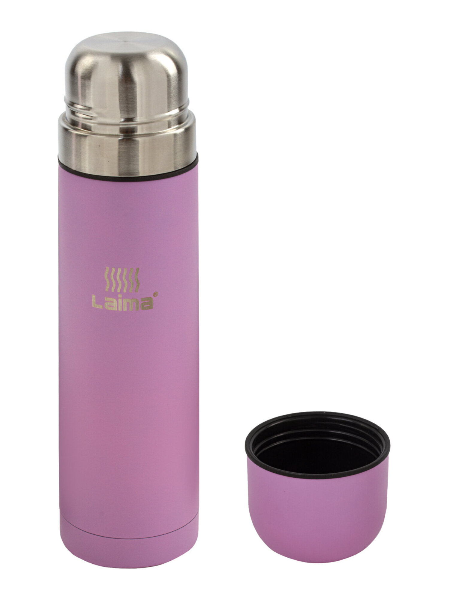 Термос Лайма классический с узким горлом 2 чашки 0.5 л нержавеющая сталь розовый - фото 18